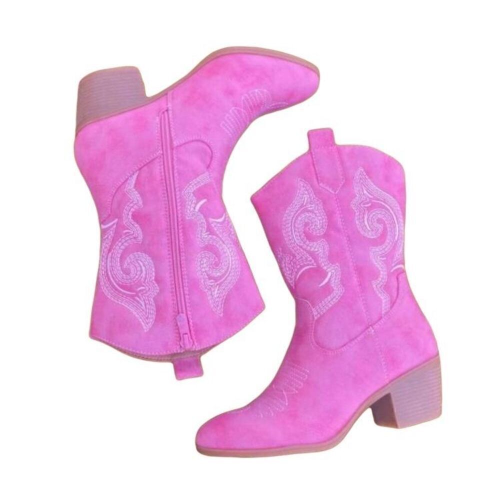 Women's Mid Calf The Western Cowgirl Boots Chunky Low Heel